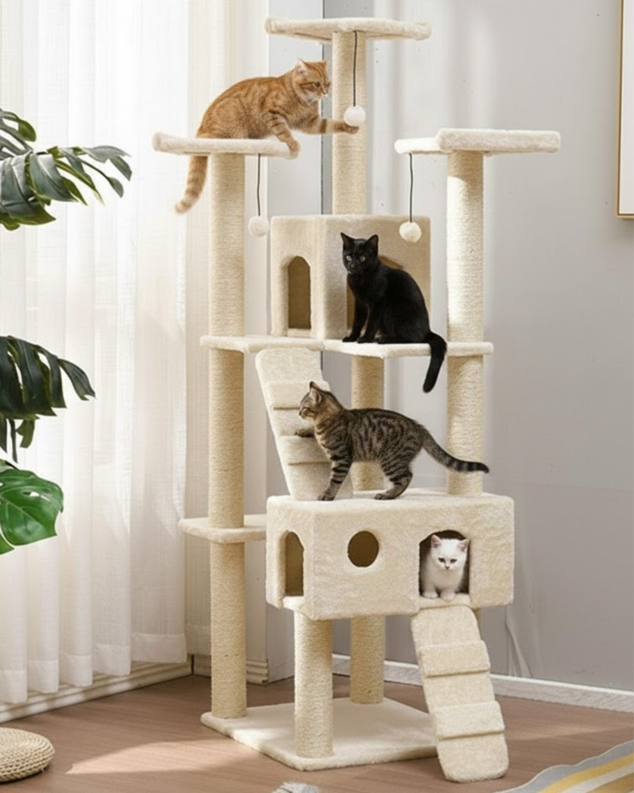 Reyo Pet Residence Kedi Tırmalama Evi Beyaz