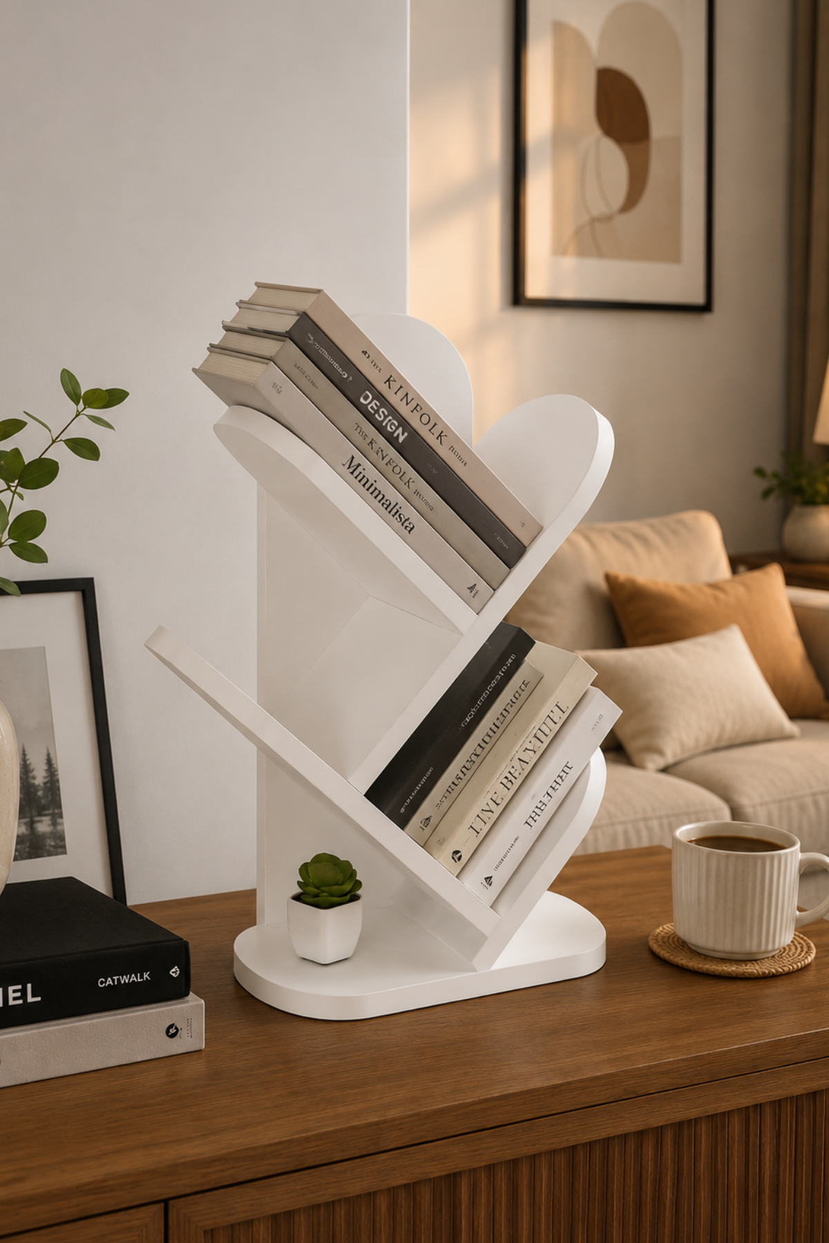 Reyo Falez 3 Raflı Masaüstü Kitaplık Kitap Rafı Beyaz