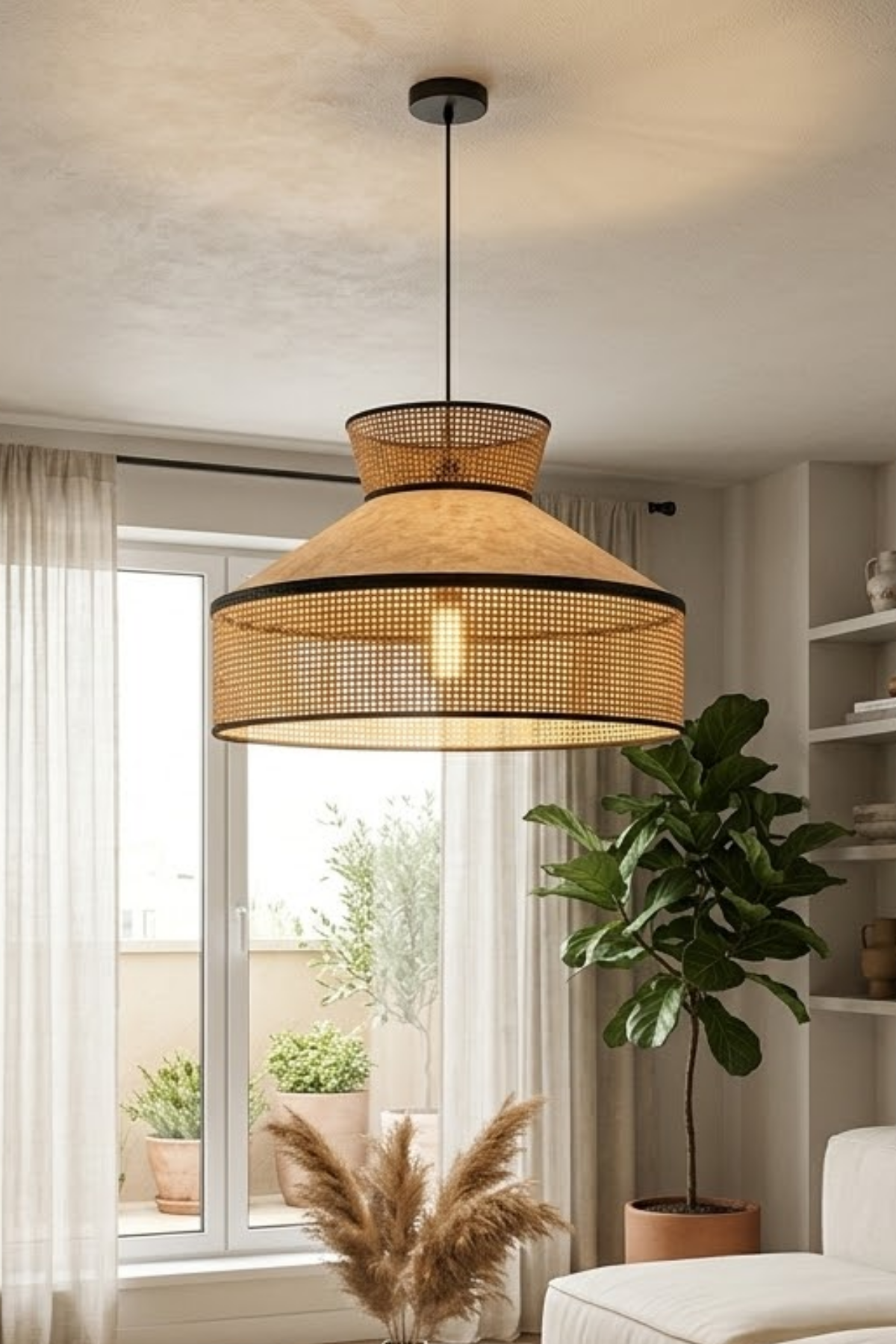 Mylamp Nubu Doğal Hazeranlı & Fildişi Hasır Kadife Kumaş 50X35 cm