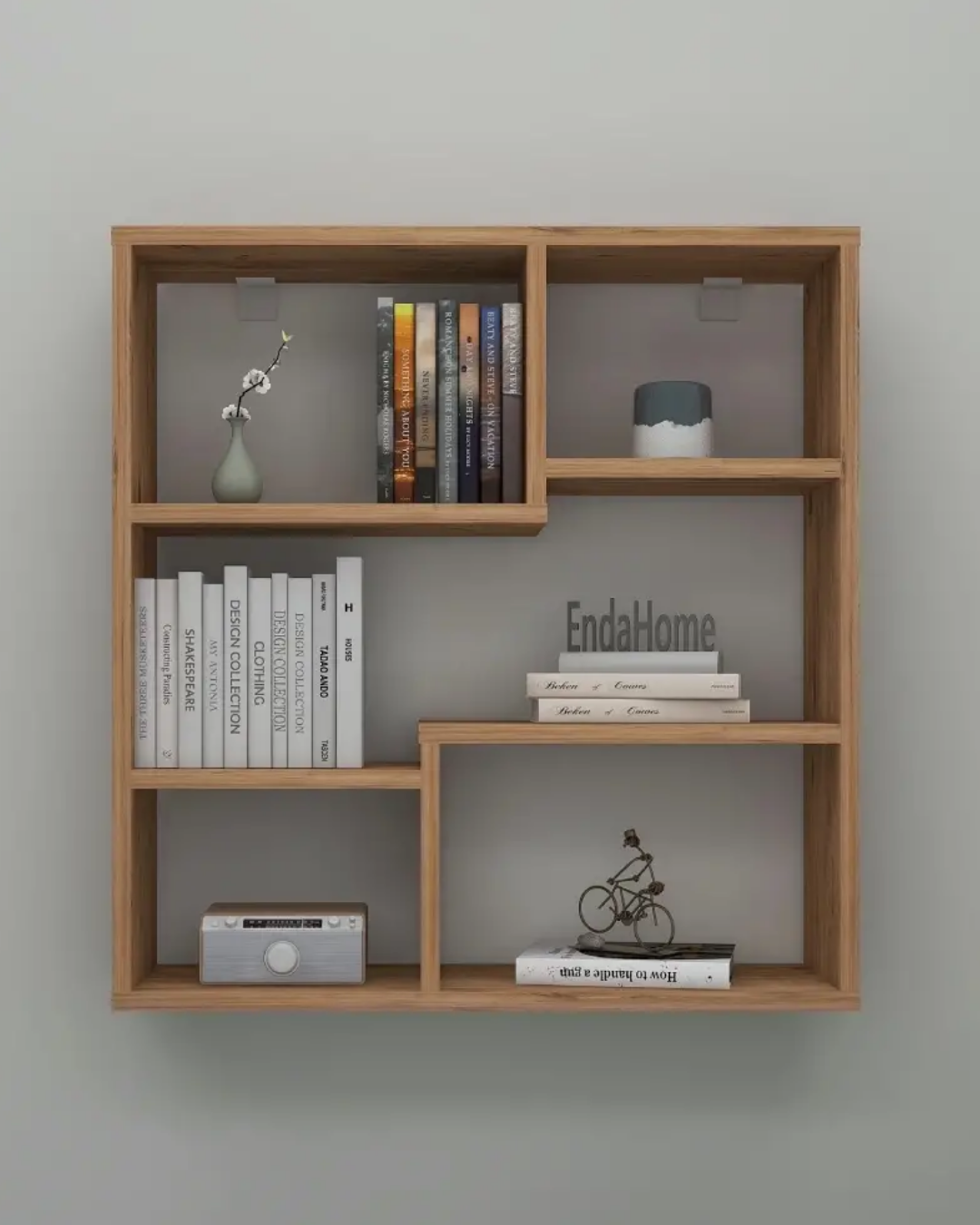 Enda Home Myra09 5 Bölmeli Modern Duvar Rafı, Mutfak Rafı Atlantik Çam
