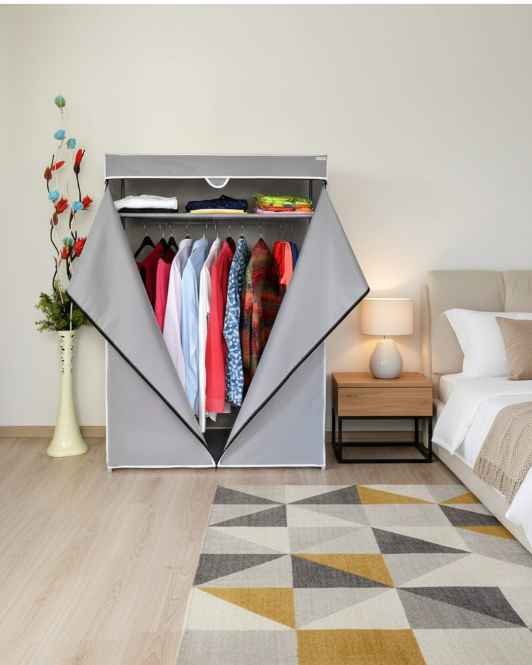 Prado Basic Çelik Profilli Bez Dolap - Gri