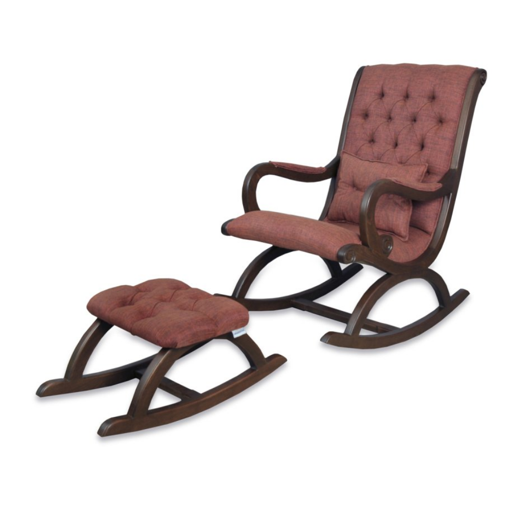 Asedia Rustik Puflu Ceviz Yanık Turuncu Sallanan Sandalye