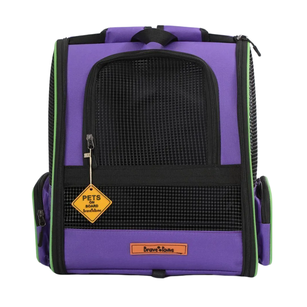 Brave Paws Plastik Fileli Piramit Model Yıkanabilir Kedi ve Köpek Çantası Mor