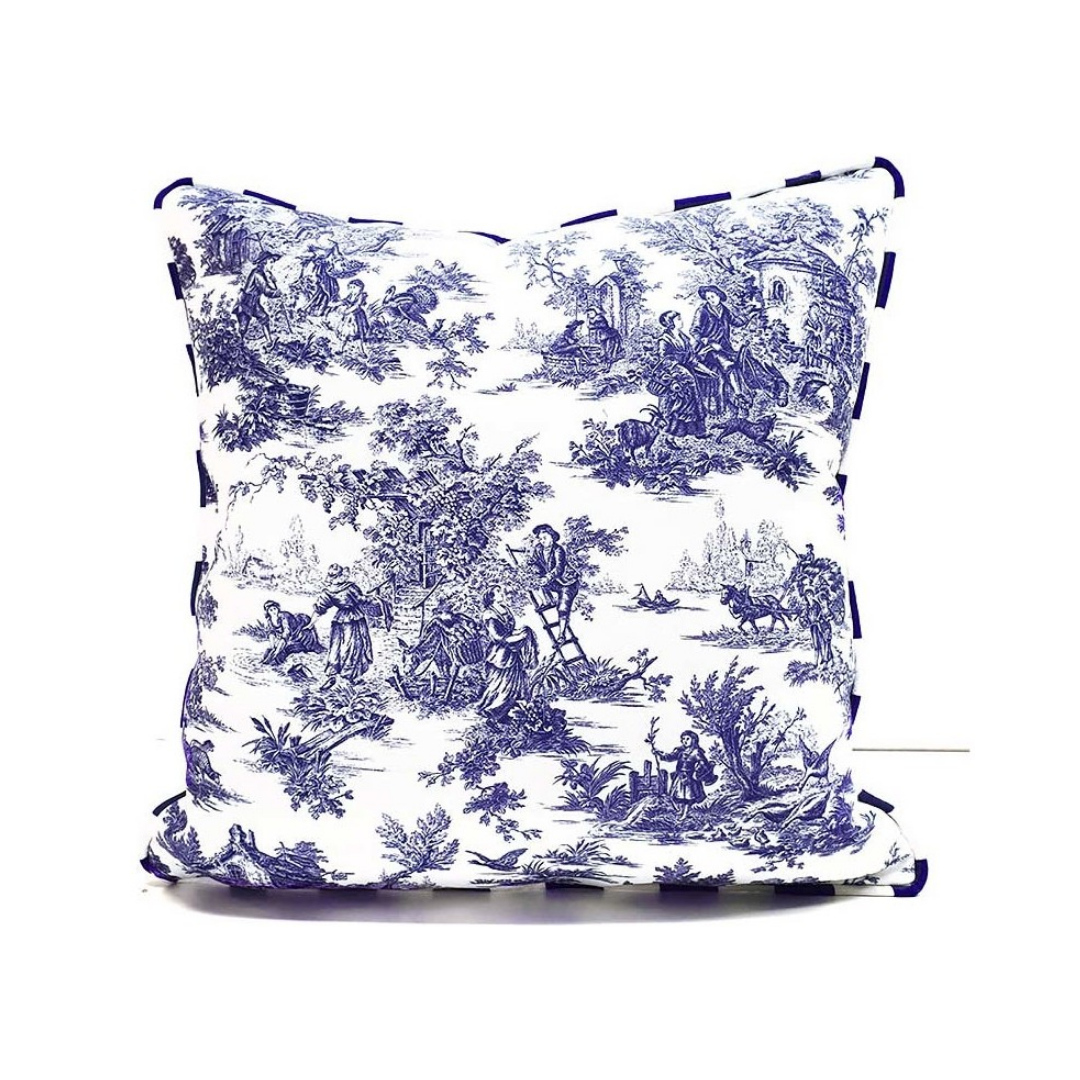 Reyo Bleu Blanc Desenli Mavi Kırlent Kılıfı