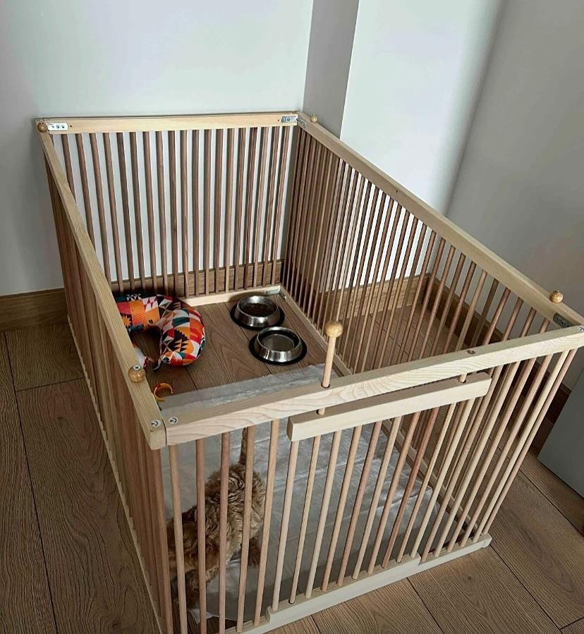 Naturbird Ahşap Köpek Çiti 100x60x70 Cm Köpek Oyun Alanı , Evcil Hayvan Oyun Alanı, Köpek Çiti, Tavşan Çiti