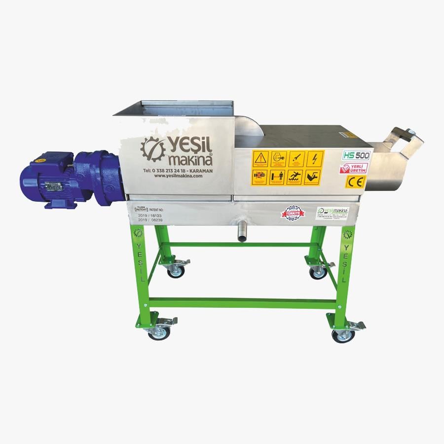 Yeşil HS500 220v 500kg/s Helezonlu Şıra Makinası Üzüm Sıkma Makinası