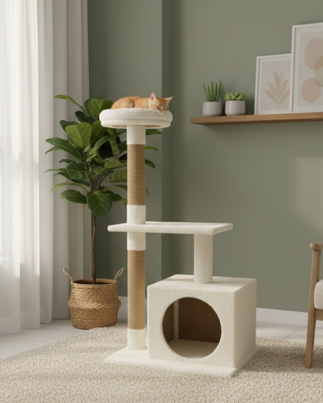 Reyo Pet Kedi Tırmalama Ve Oyun Evi Platformu Beyaz