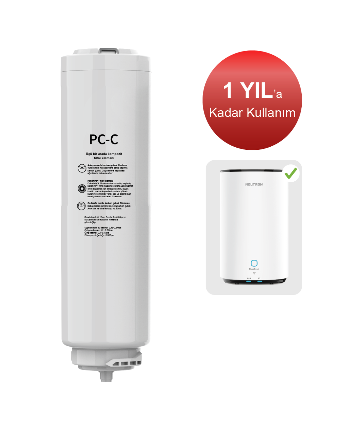 Neutron NTL-SU60WB Akıllı Su Arıtma Cihazı Pc-C Karbon Filtresi