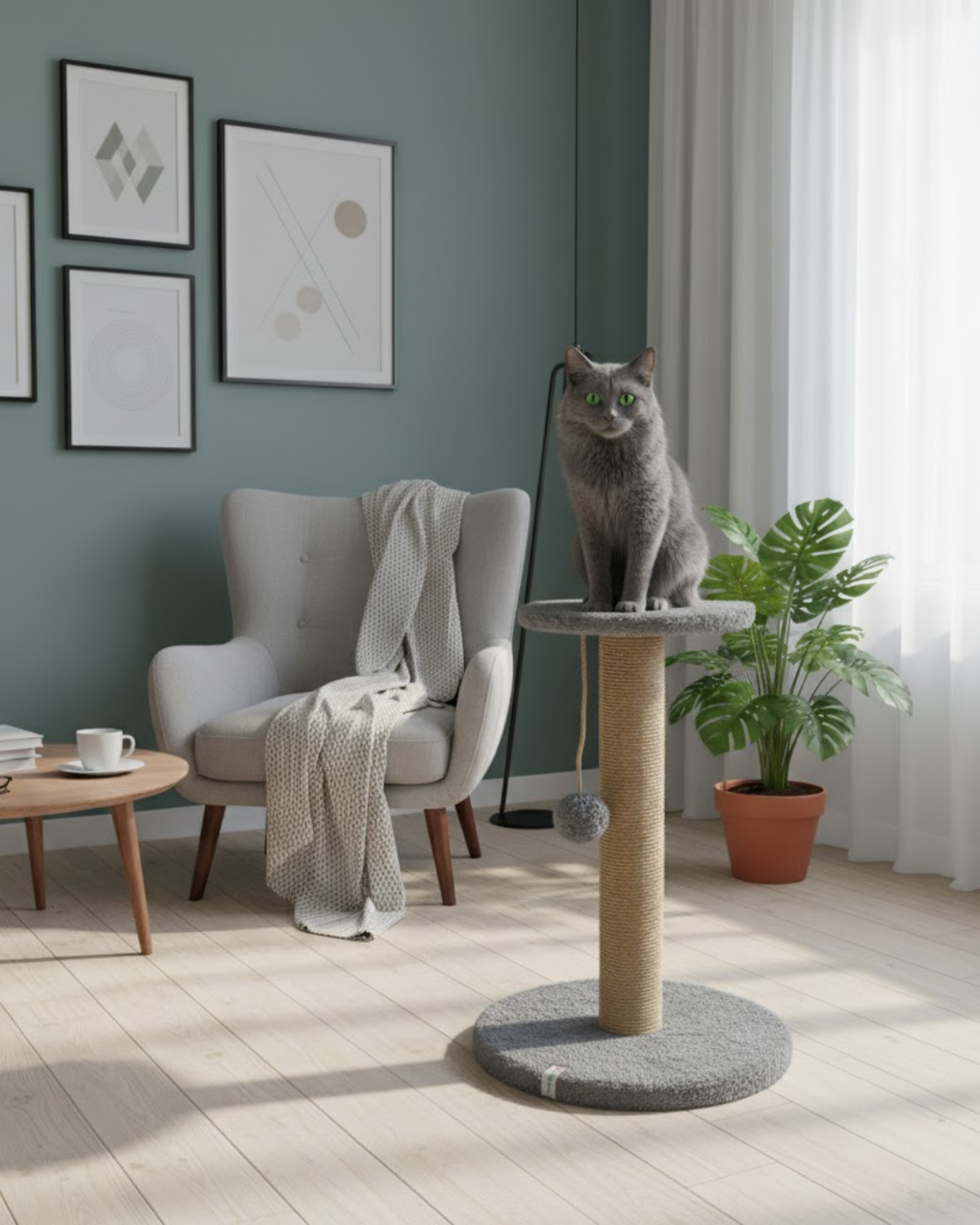Reyo Pet Stepli Kedi Tırmalama Tahtası Gri