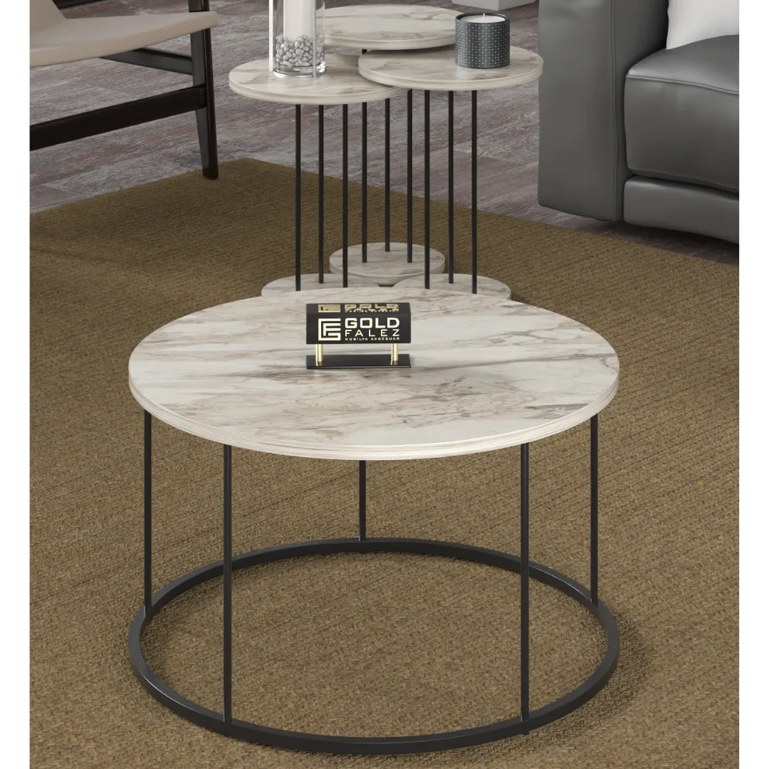 Gold Falez Orta Sehpa ve Zigon Sehpa Terra Set Efes