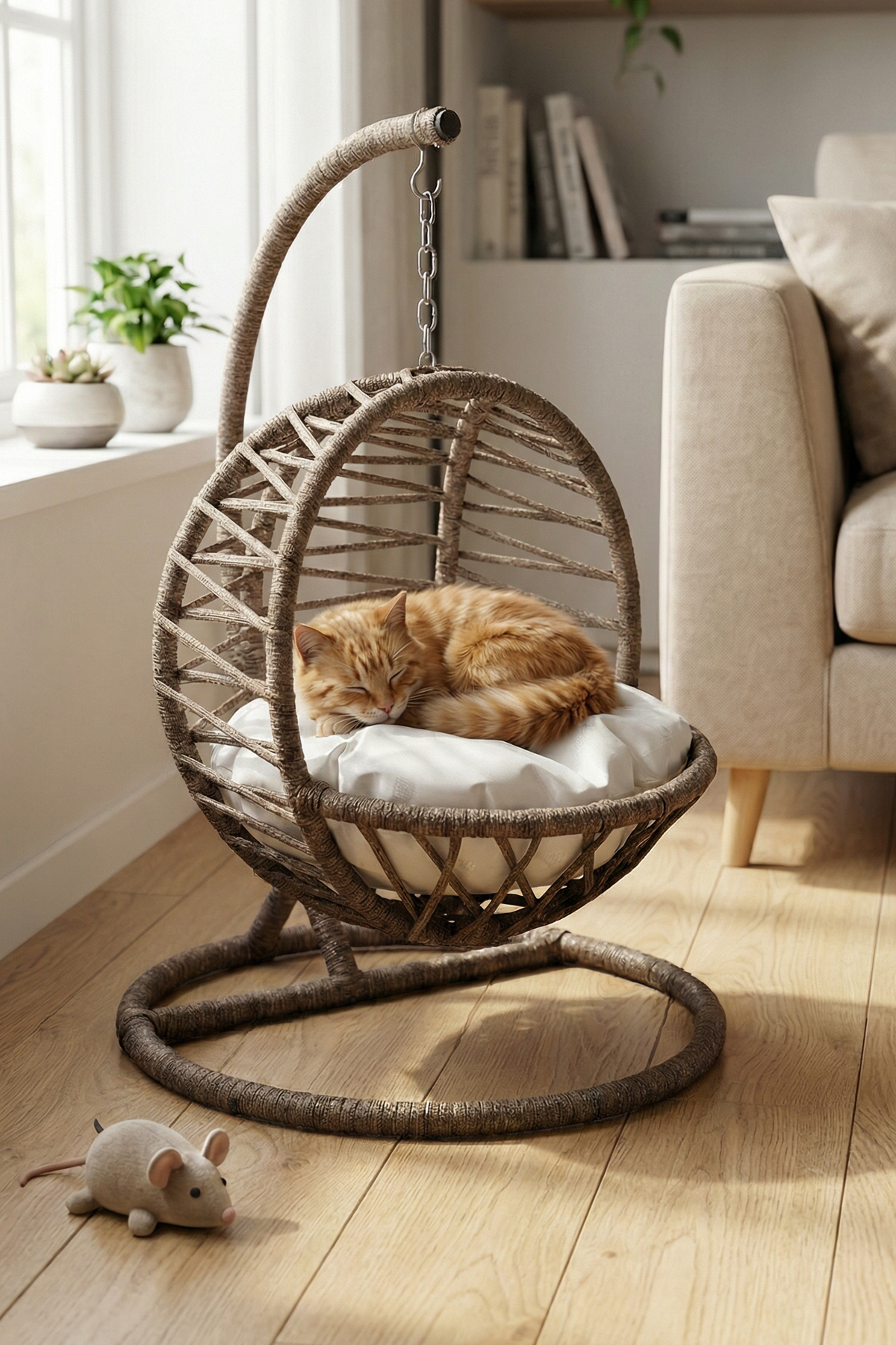 Reyo Pet Lüxperi Kedi Salıncağı & Kedi Yatağı & Kafesi 38x45x65 cm Kahve