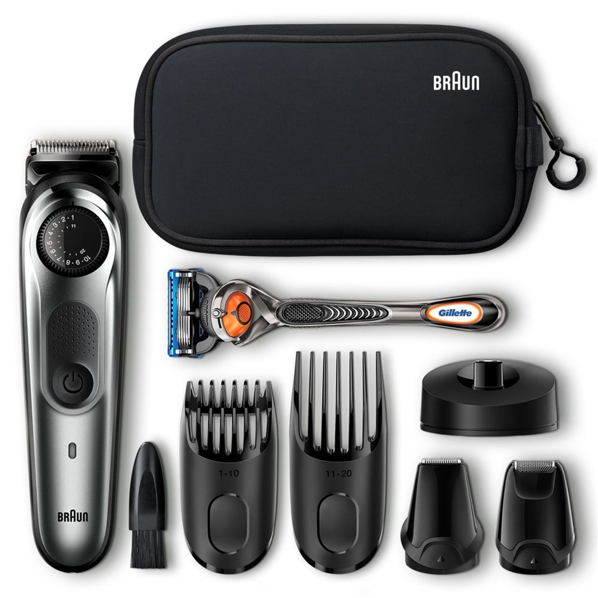 Braun BT7940 Saç&Sakal Şekillendirici AutoSense Teknoloji Gümüş Kablosuz Islak&Kuru Özel Çanta + Gillette
