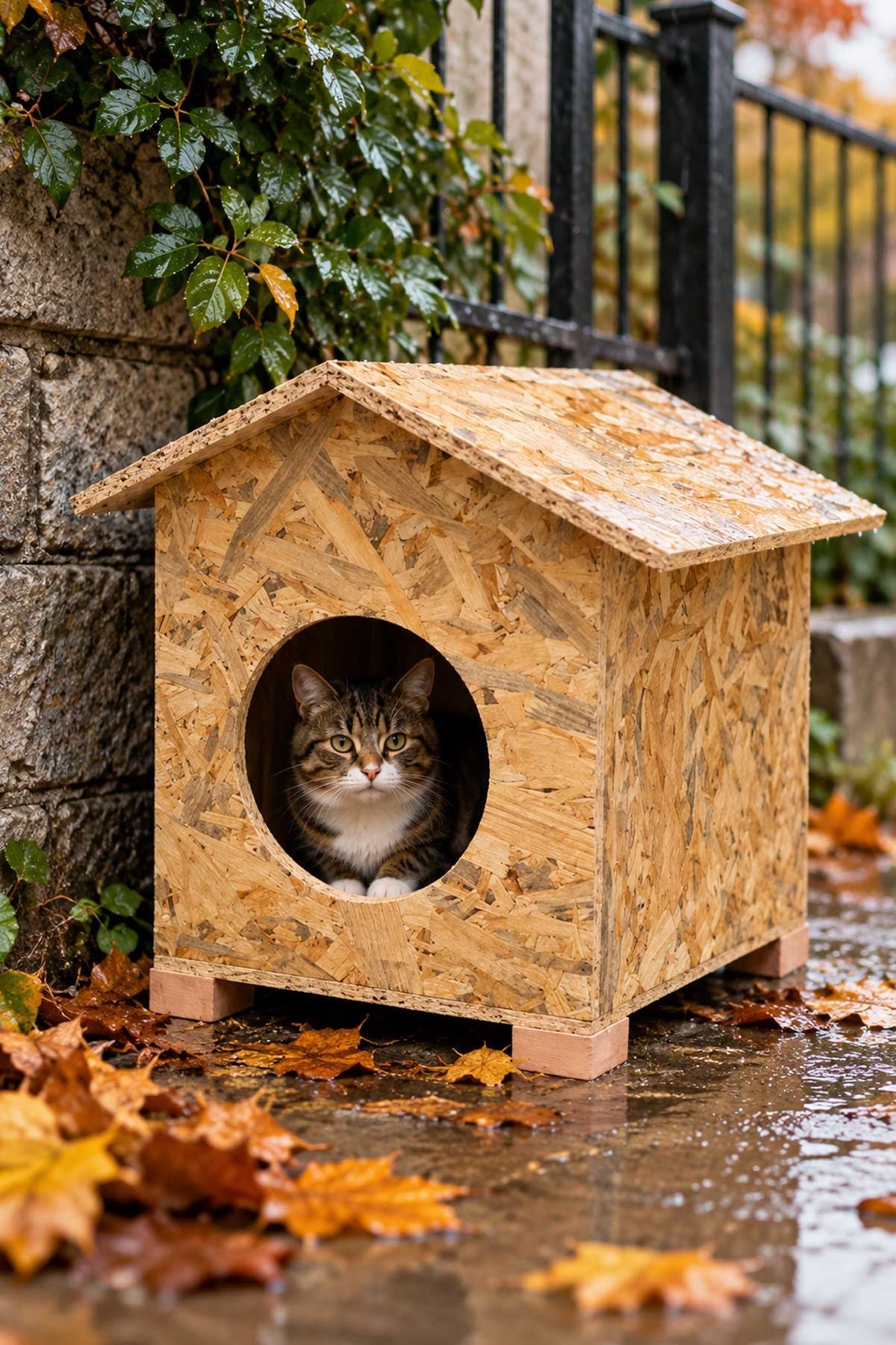 Reyo Kedi Yuvası Yağmura Ve Soğuğa Dayanıklı Osb Kedi Evi (DENİZ TUTKALLI) Monteli Teslimat Cat30