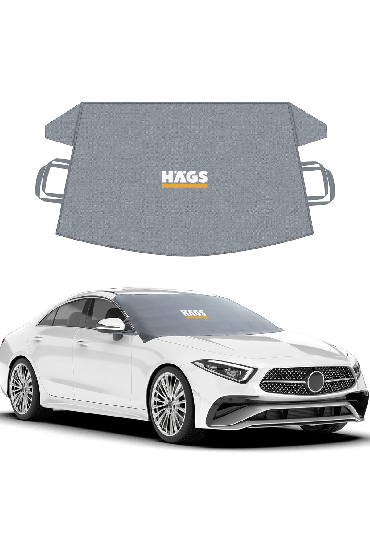 Haegs Buz ve Kar Önleyici Araç Ön Cam Örtüsü Brandası | Ağır Hizmet Tipi 600D Oxford Kumaş | Arabalar, SUV`lar, Kamyonetler İçin Oto Ön Cam Koruyucu Güneşlik | Don Örtüsü (175x106cm) STD - Gri