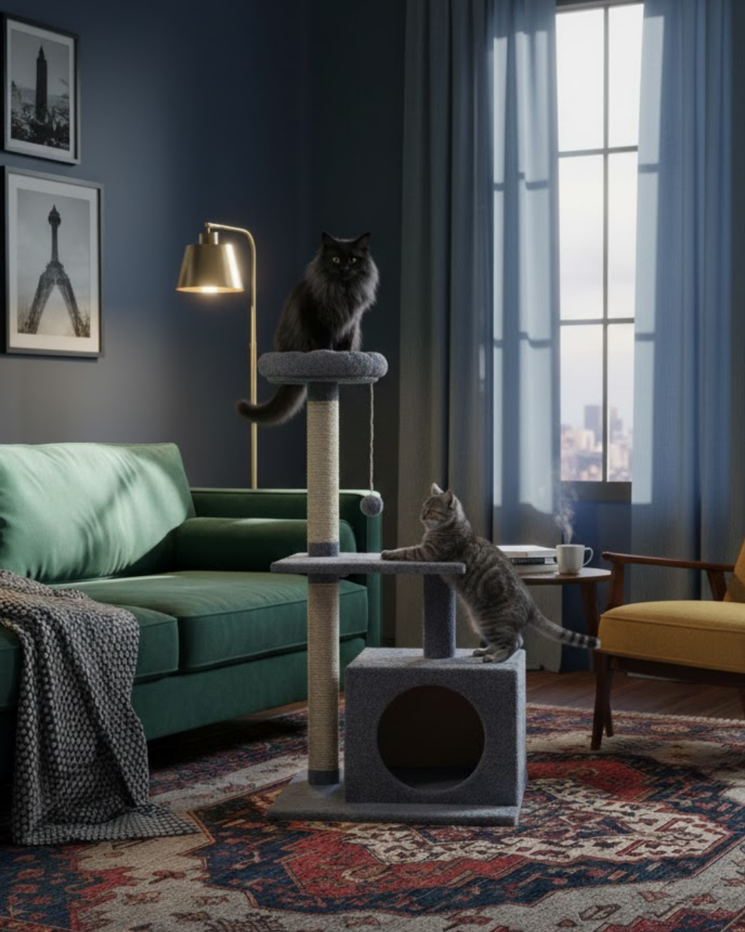 Reyo Pet Kedi Tırmalama Ve Oyun Evi Platformu Antrasit