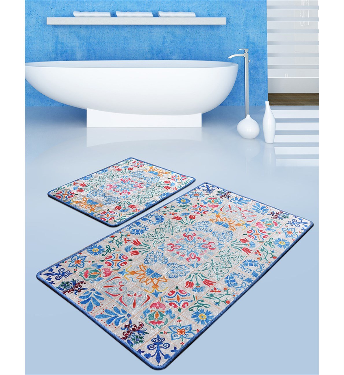 Chilai Home Ceramica Djt 2'li Set Banyo Halısı, Paspas Takımı
