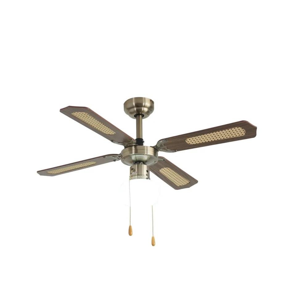 Dlc Poyraz Bakır Motor Lambalı 4 Kanatlı 107cm Tavan Vantilatörü Ahşap