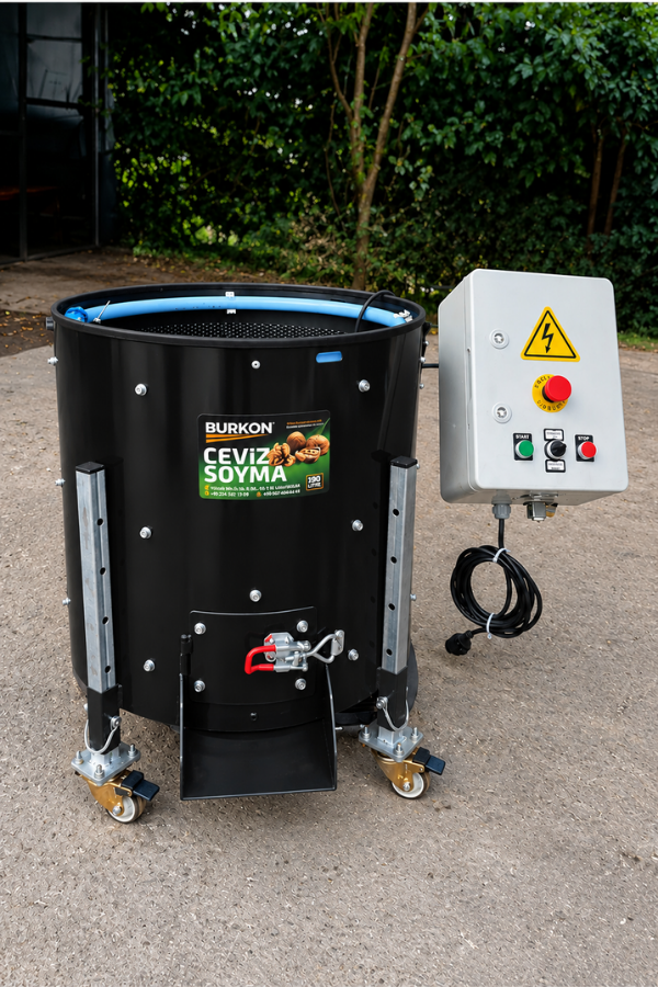 Burkon 190 Litre Rendeli Devir Ayarlı Ceviz Soyma Makinesi