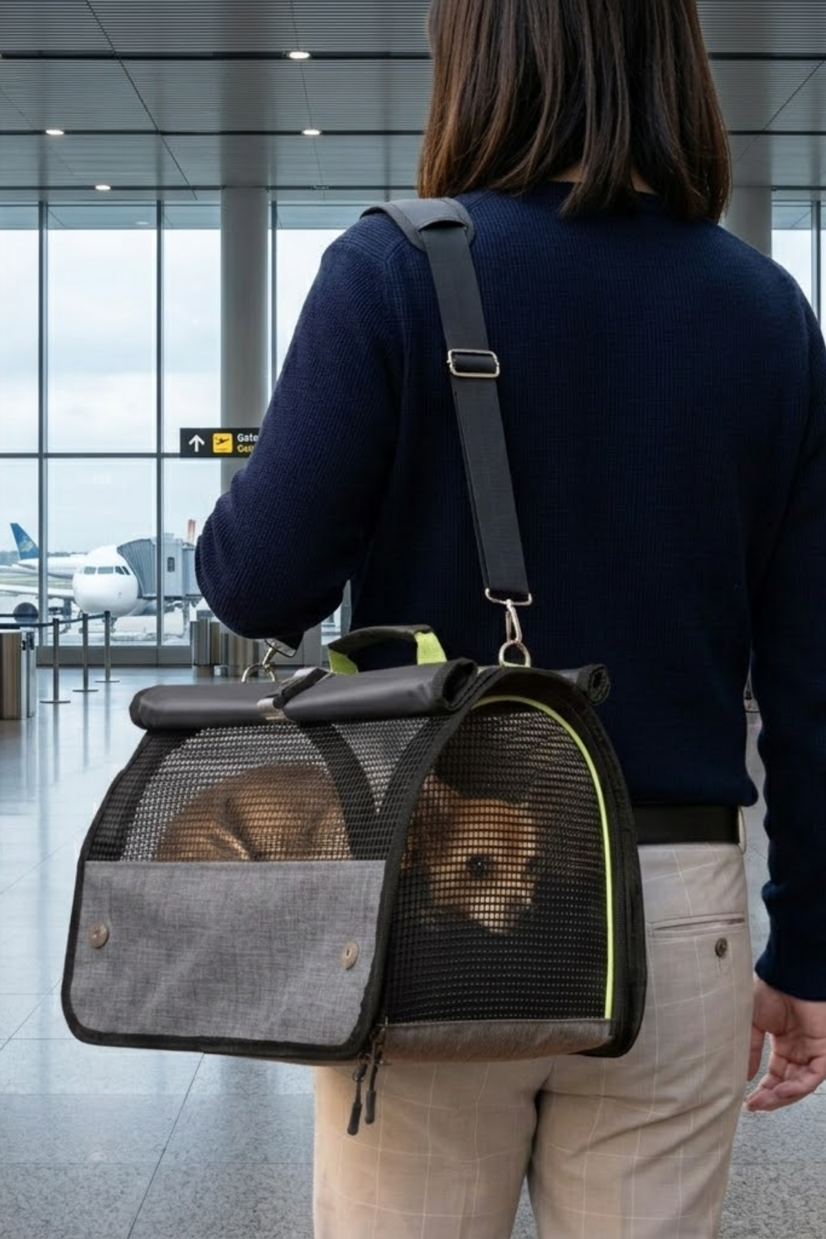 Reyo Brave Paws Flybag Plastik Yırtılmaz Fileli Kedi Ve Köpek Taşıma Çantası Seyahat Çantası Gri 45x25x26cm
