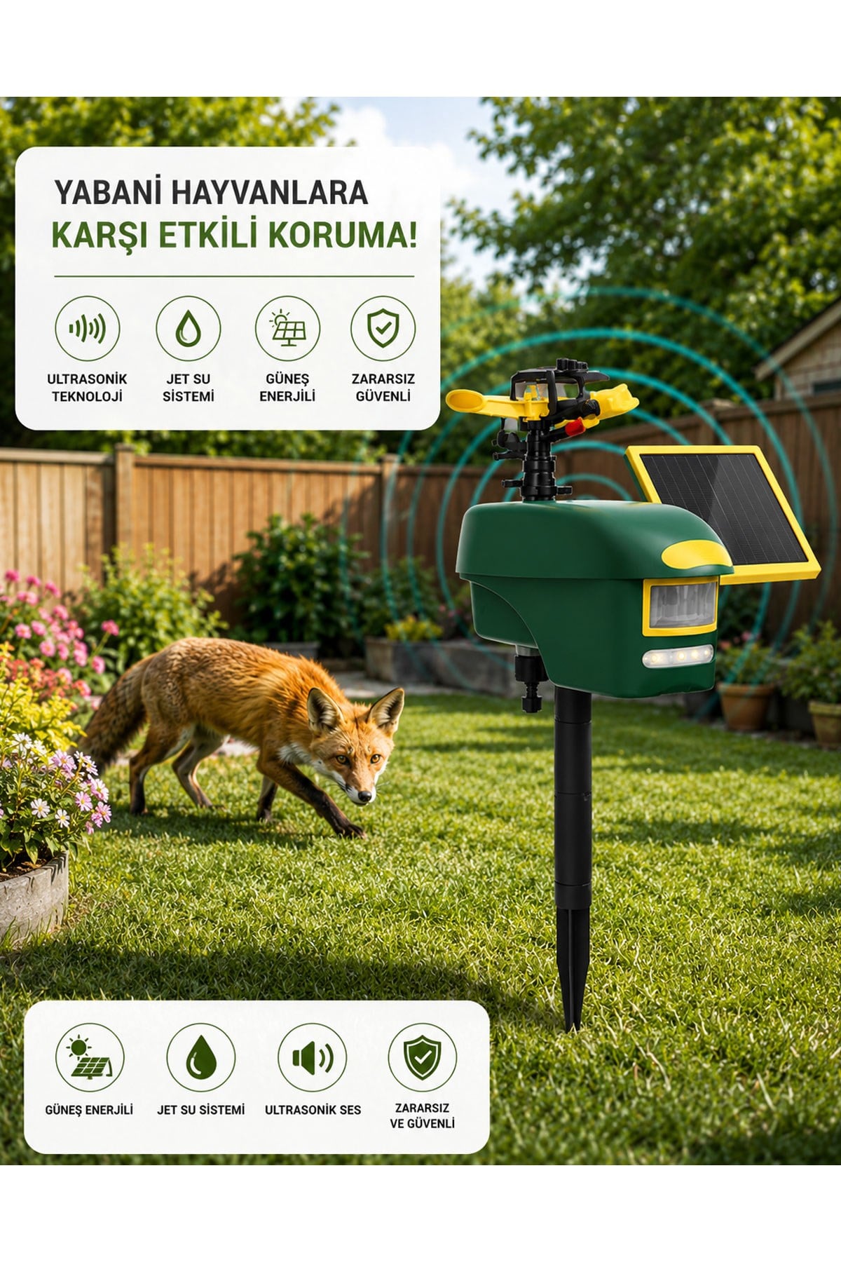 Dualpest AN-B060 Güneş Enerjili ve Pilli Yabani Hayvan Kovucu