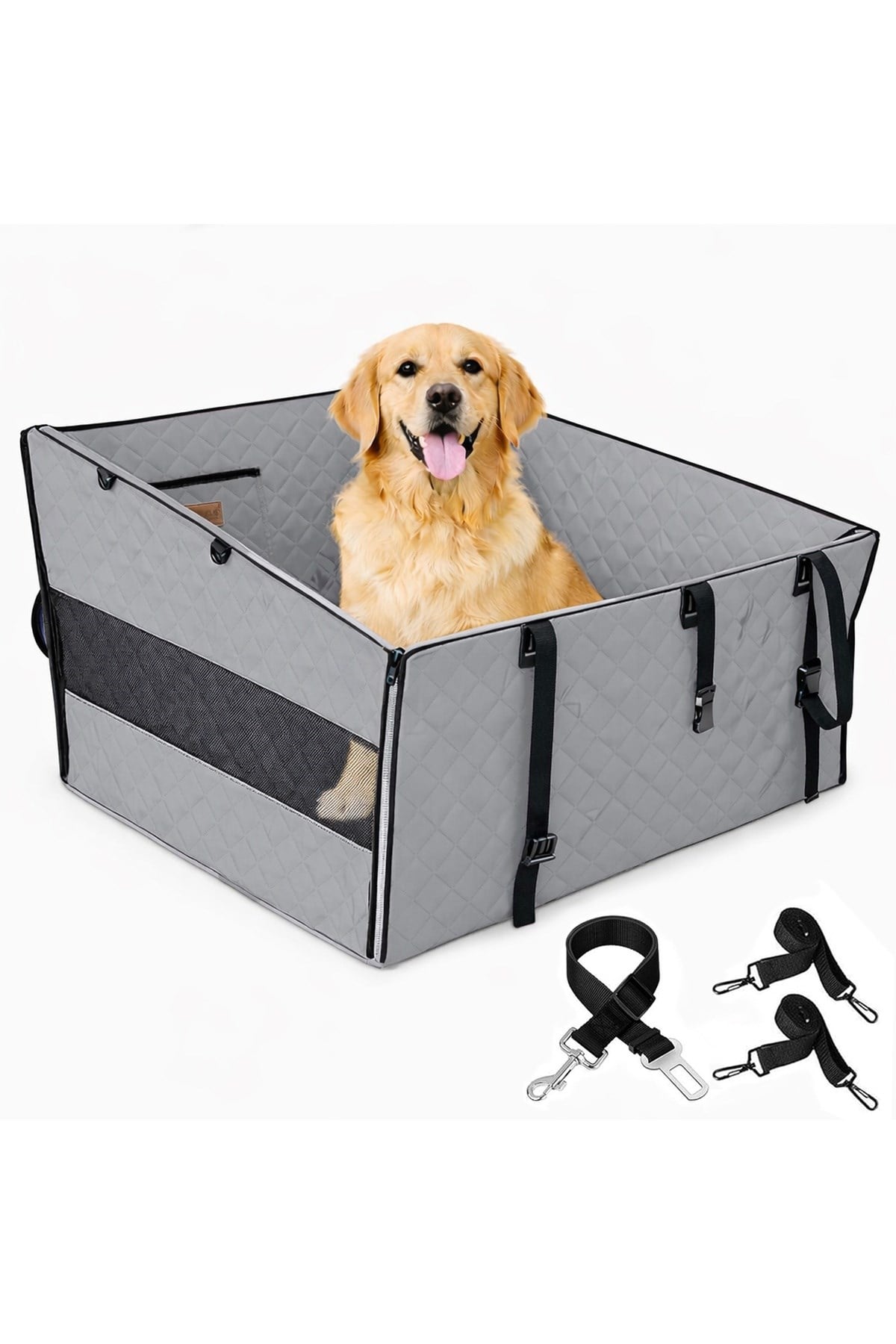 Haegs Büyük ve Orta Köpekler İçin Köpek Araba Koltuğu, Evcil Hayvan Araç içi Hamağı, Köpekler İçin Arka Koltuk Uzatıcı, Su Geçirmez Oxford Kumaş, Katlanabilir Evcil Hayvan Araba Koltuğu - Gri