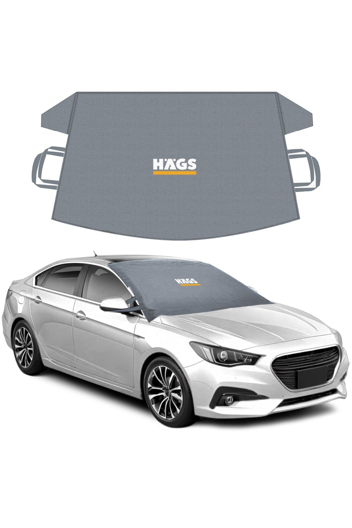 Haegs Buz ve Kar Önleyici Araç Ön Cam Örtüsü Brandası | Ağır Hizmet Tipi 600D Oxford Kumaş | Arabalar, SUV`lar, Kamyonetler İçin Oto Ön Cam Koruyucu Güneşlik | Don Örtüsü (178x106cm) L - Gri