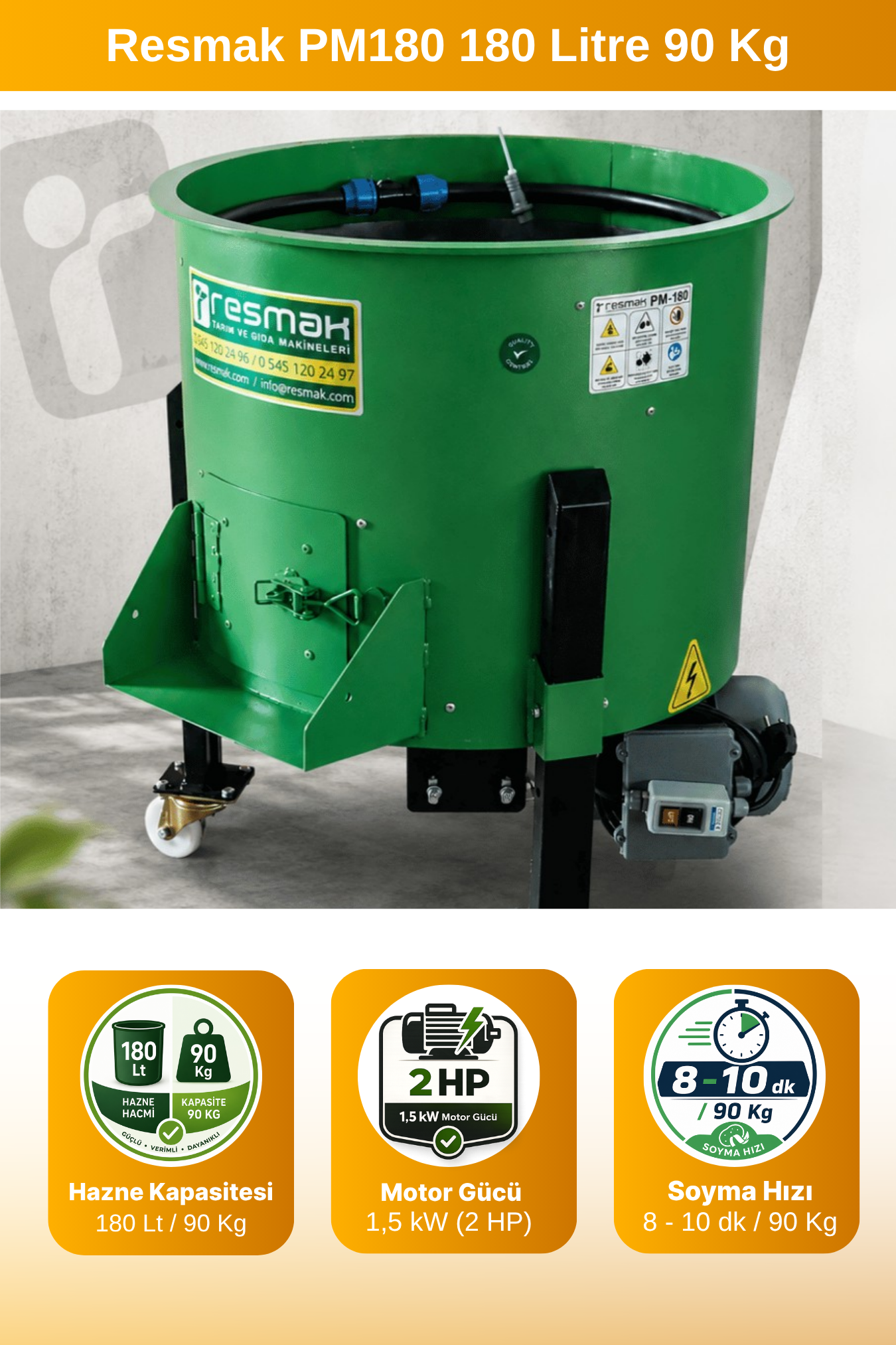 Resmak PM180 180 Litre 90 Kg Ceviz Soyma Makinesi