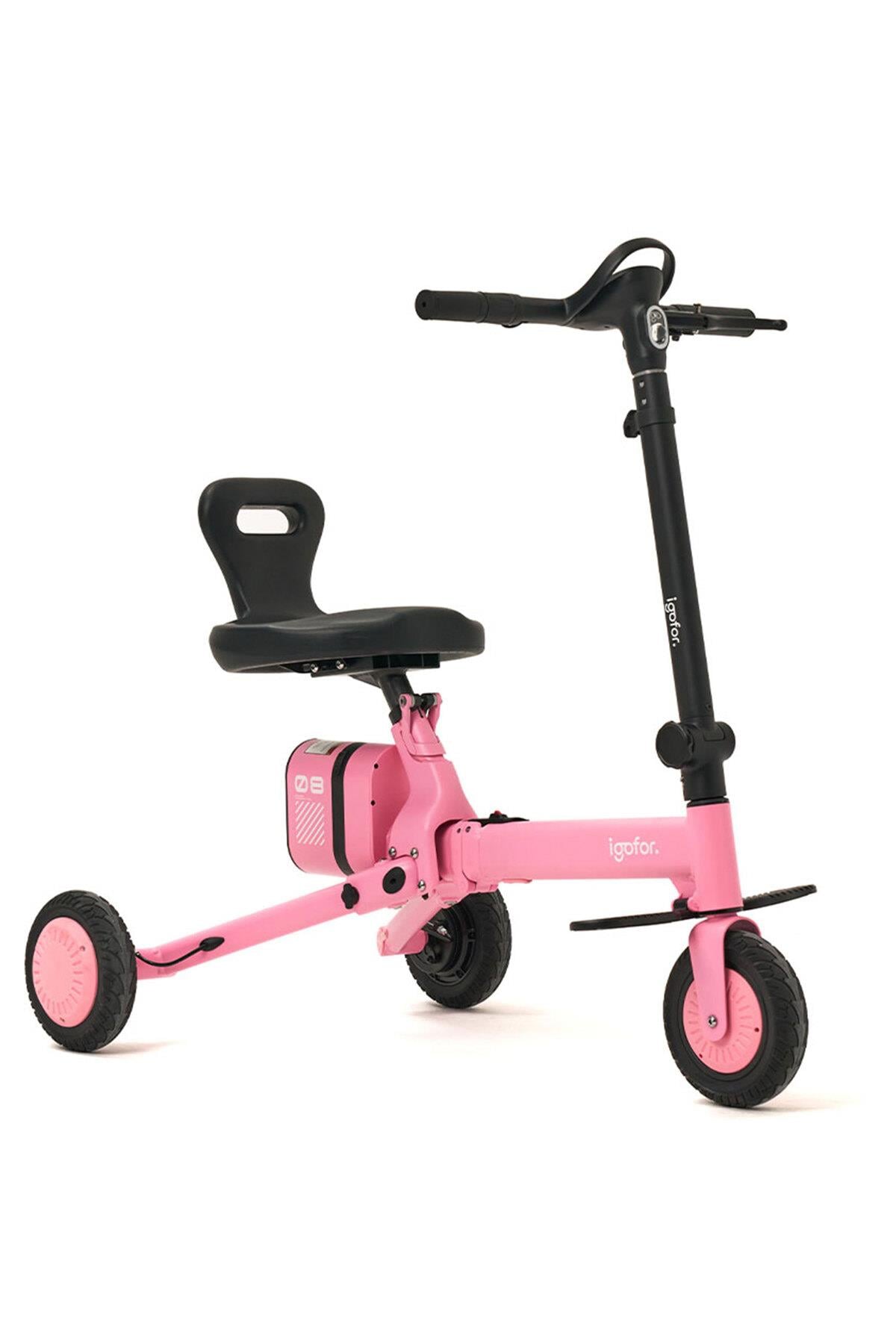 Igofor 3 Tekerlekli Katlanabilir Elektrikli Oturulabilir Scooter Pembe