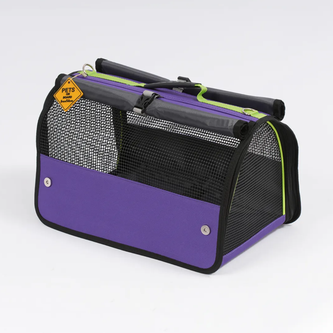 Brave Paws Flybag Plastik Yırtılmaz Fileli Kedi Ve Köpek Taşıma Çantası Seyahat Çantası Mor 45x25x26cm