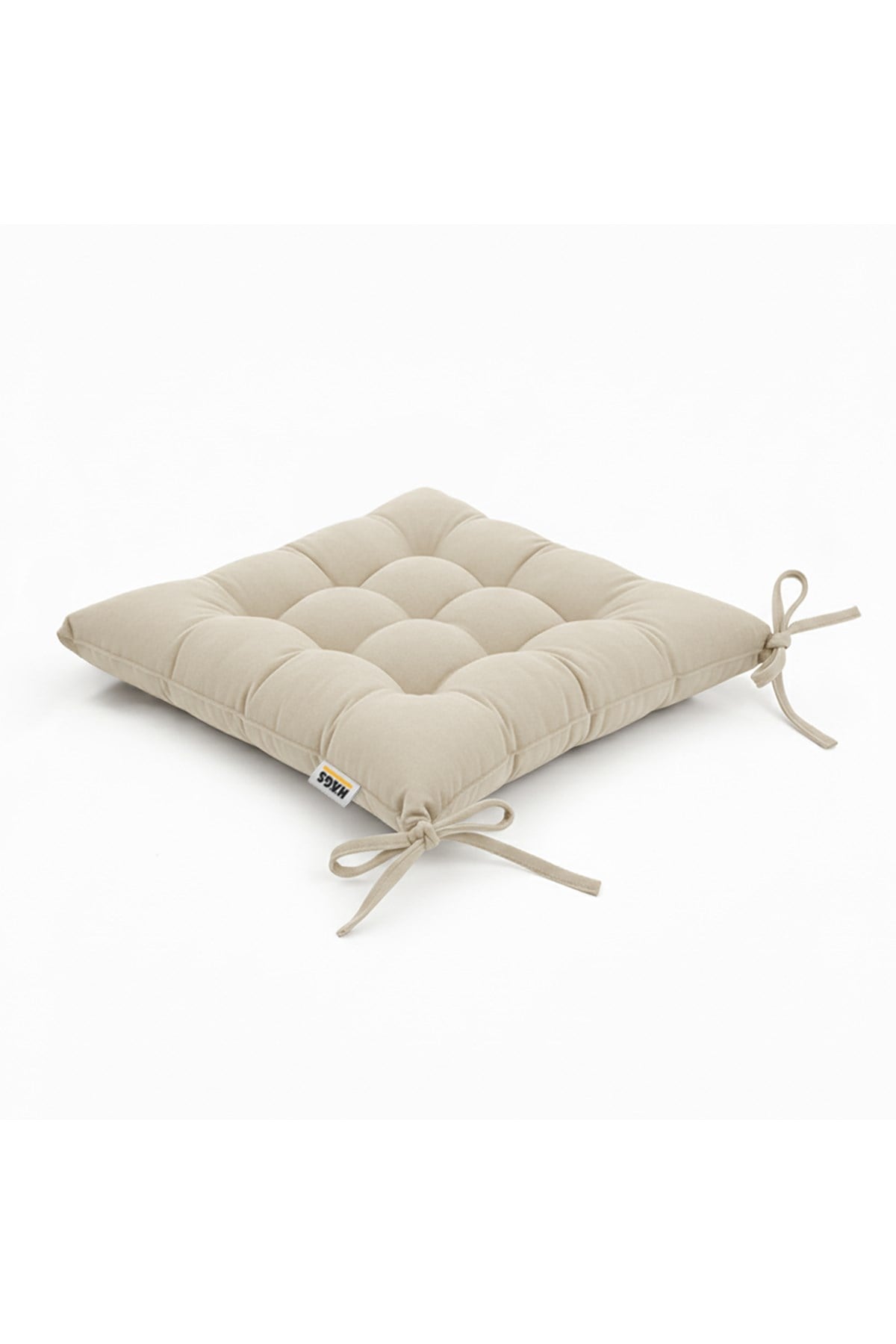 Haegs Sandalye Minderi, Punterez Puntolu Silikon Elyaf Dolgulu, Bağcıklı Mutfak Yemek Sandalyeleri için Oturma Minderi Ofis Sandalyesi Minderi, Yumuşak Konforlu Puf Minder 42x42x6 cm - Bej