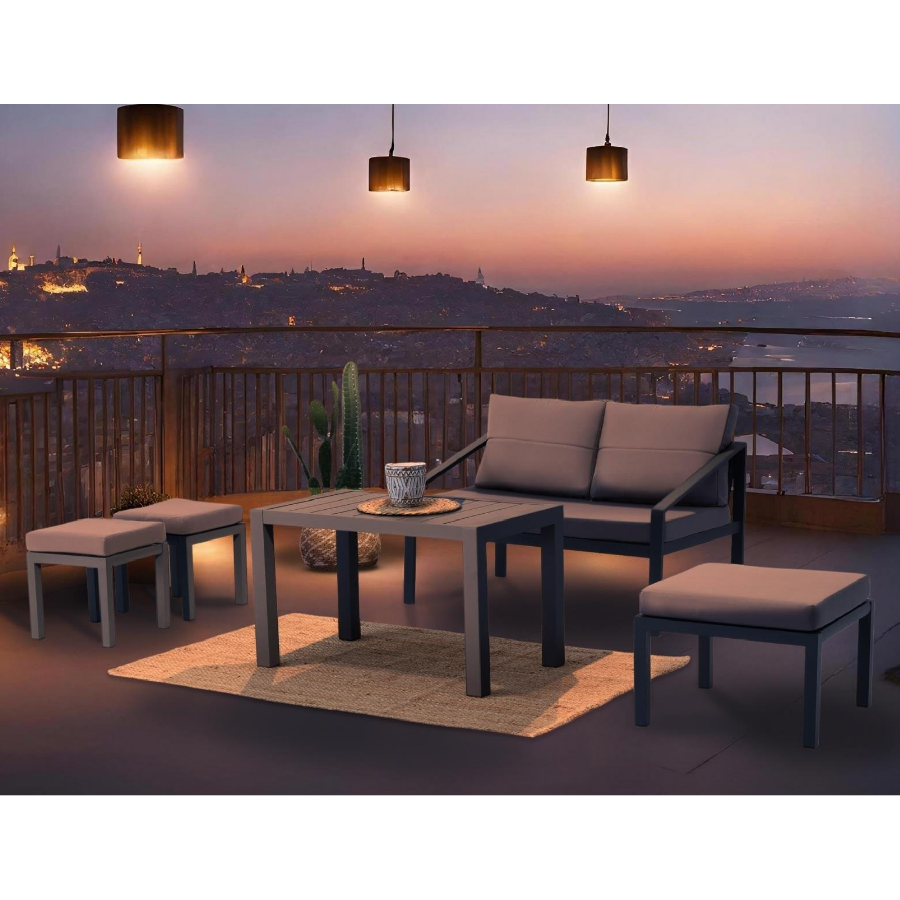 Erinöz Rimini Bahçe Balkon Oturma Grubu 2+1+1+Sehpa