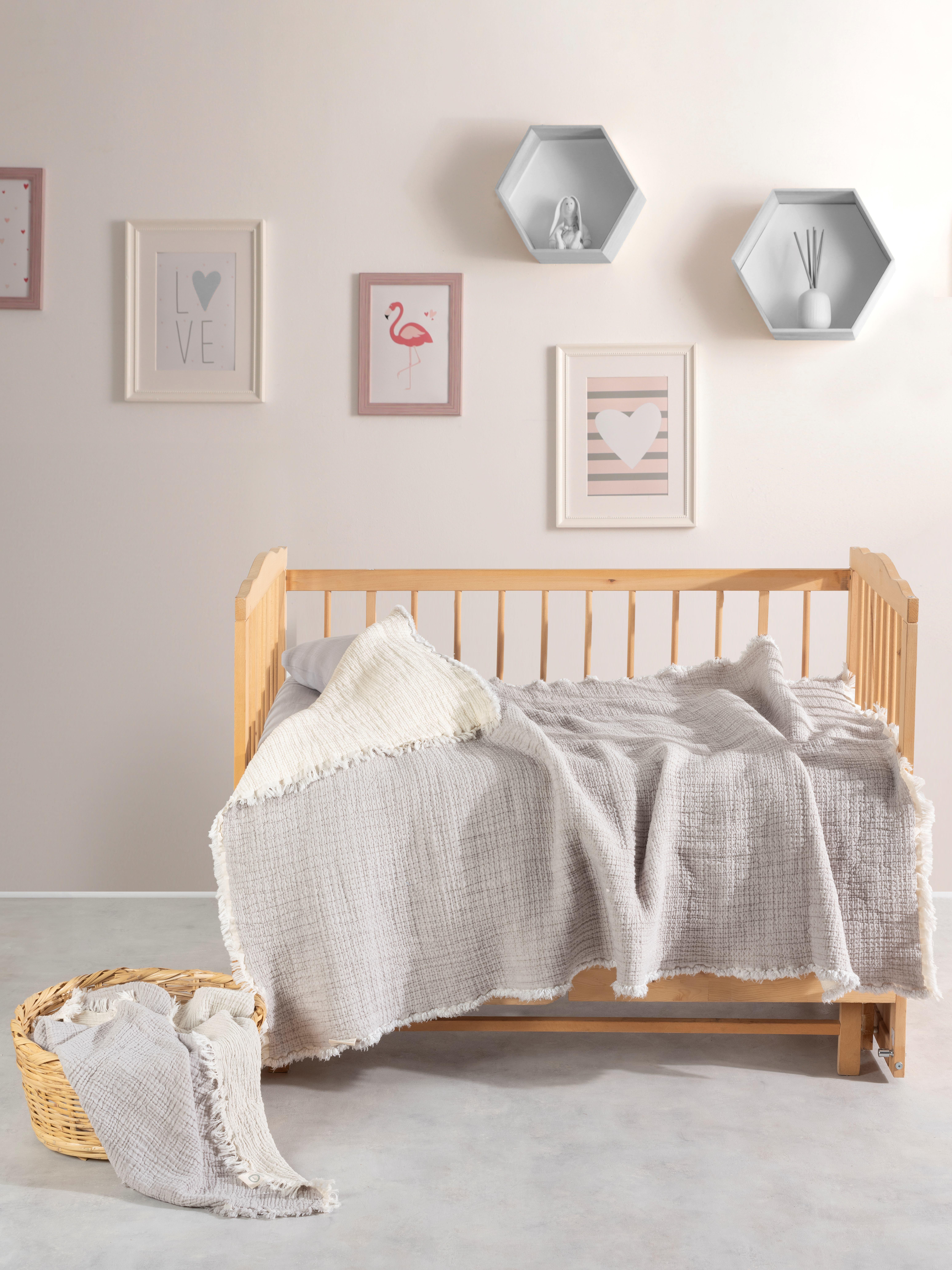 Mylasa Home Müslin Bebek Yorganı 100x150cm Gri