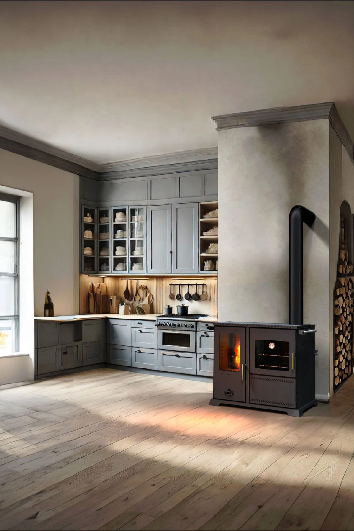Baba's Stove Saphire 10KW Kuzine Plus Pelet ve Odun Sobası