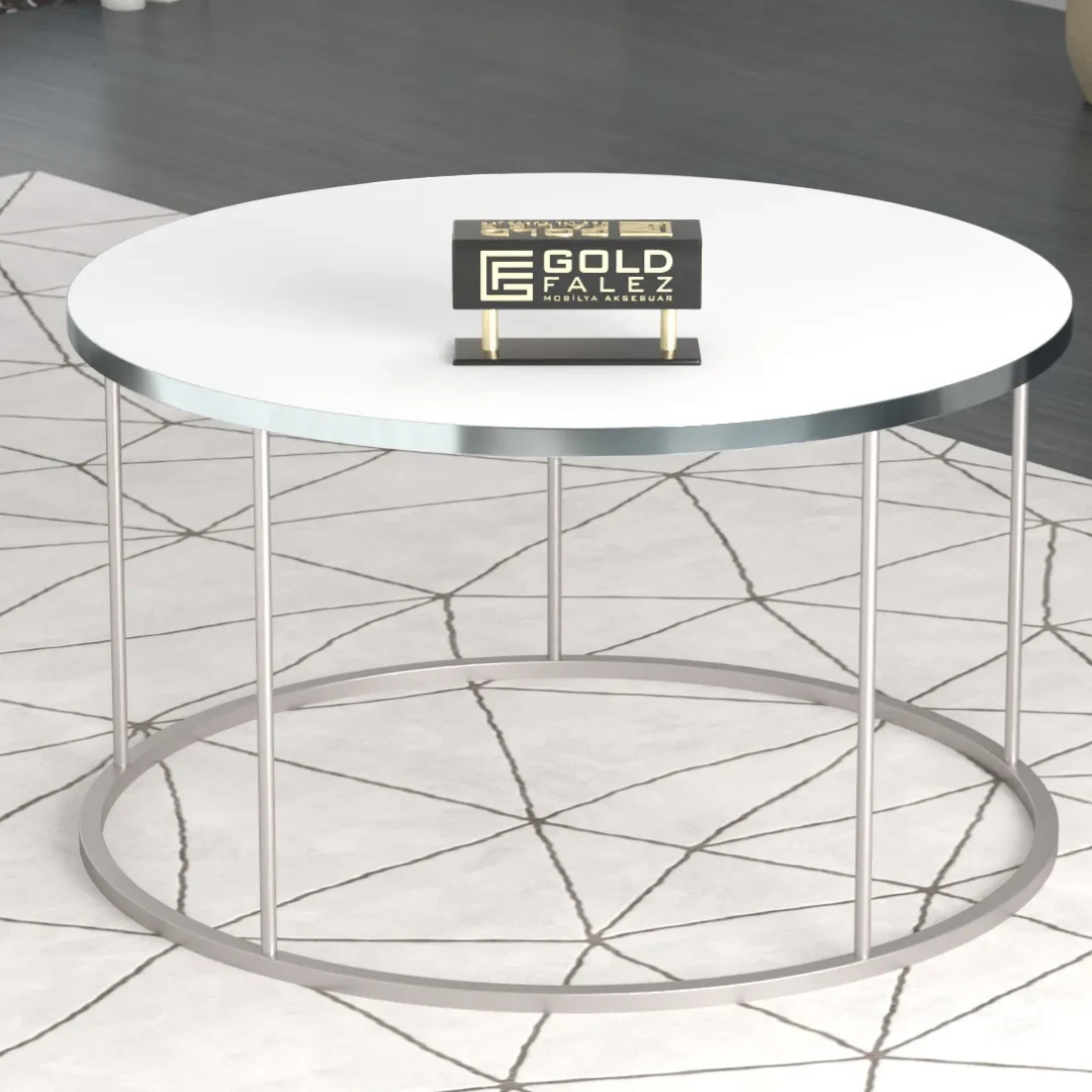 Gold Falez Orta Sehpa Terra Lüx Gümüş Beyaz