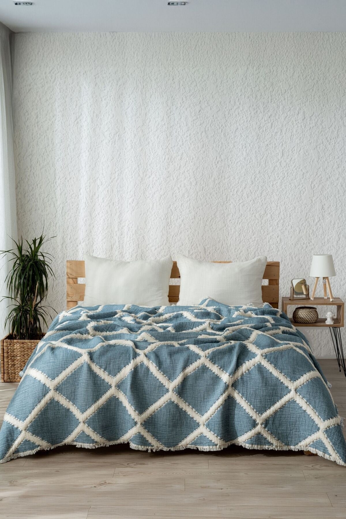 Mylasa Home Müslin 7 Katlı Baklava Desenli (Jakarlı) Yorgan Çift Kişilik 240x260cm Petrol