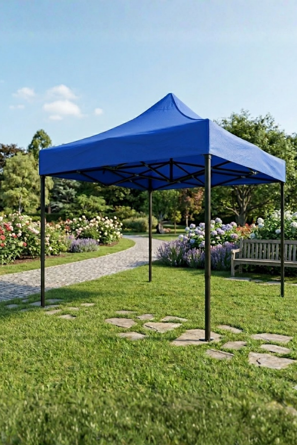 Reyo Premium Serisi Altıgen Profil Mavi 3x3 Katlanır Makaslı Çardak