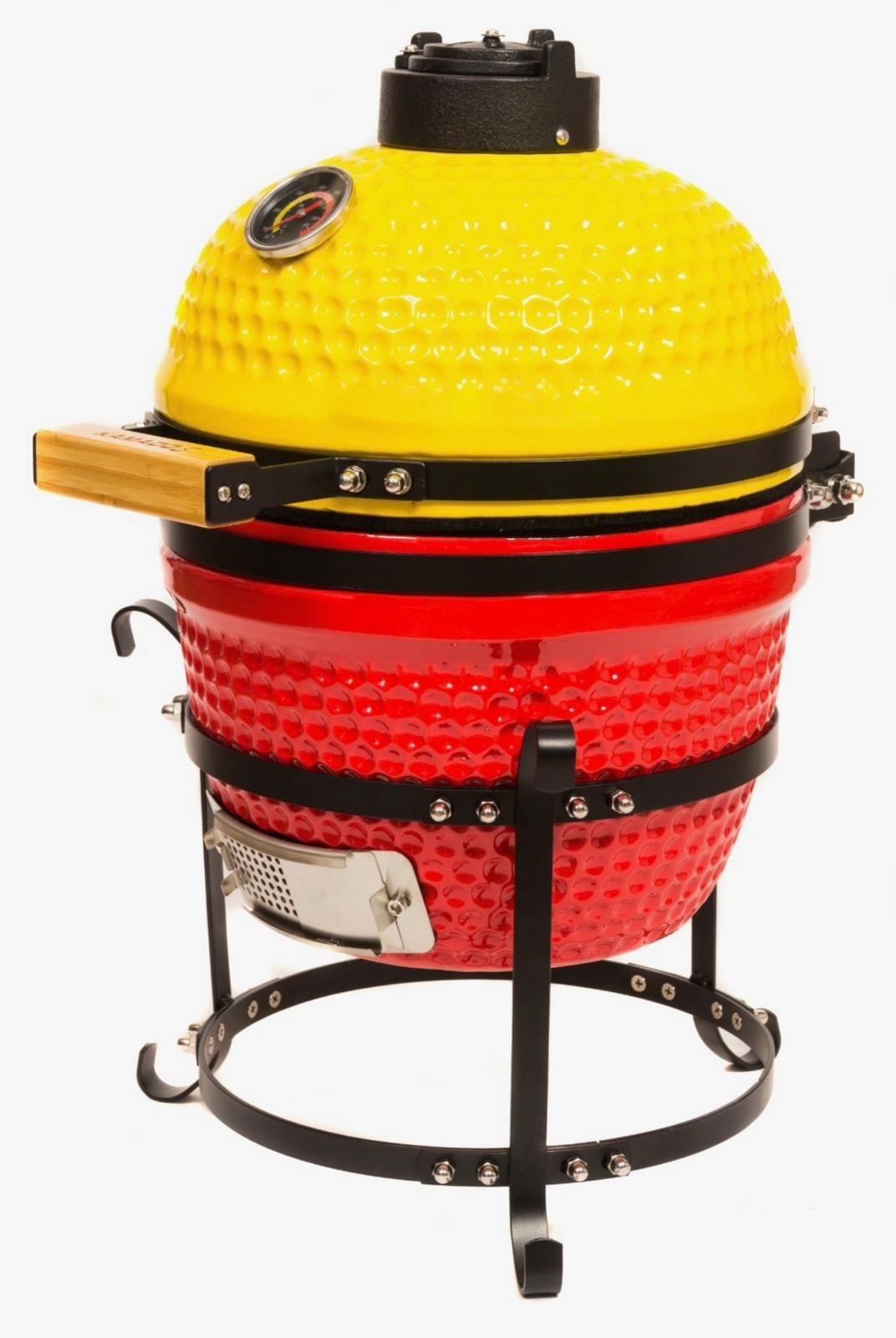 Kamados 13inç 32cm Sarı-Kırmızı Seramik Barbekü Mangal Fırın