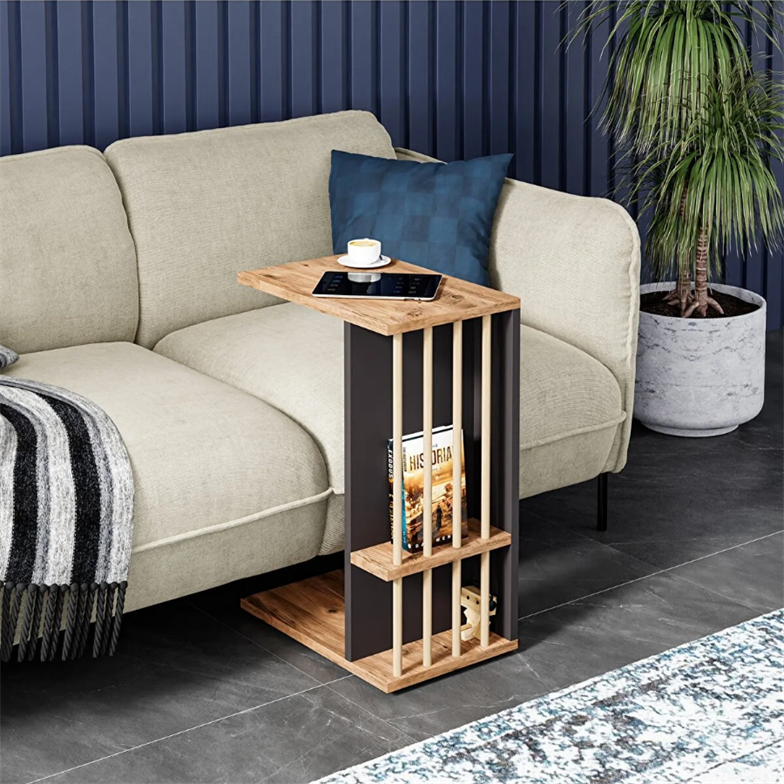 interGO Tekerlekli Yan Sehpa Koltuk Sehpası C Sehpa Zigon Sehpa Servis Sehpası CT2