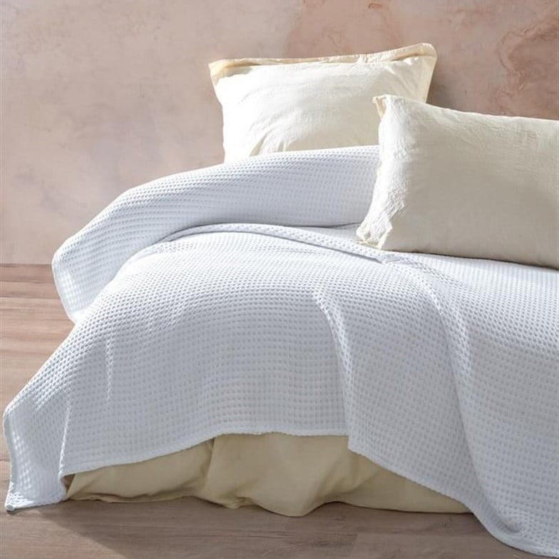 Reyo Home Çift Kişilik Waffle Pike Örtü Beyaz