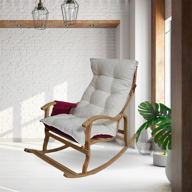 Reyo Home Helena TV, Kitap Okuma, Emzirme, Baba Koltuğu Sallanan Sandalye Bordo/Krem Çift Minder