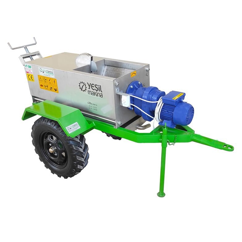 Yeşil HT1000 220w 1000kg/s Römork Tipi Helezonlu Şıra Makinası Üzüm Sıkma Makinası