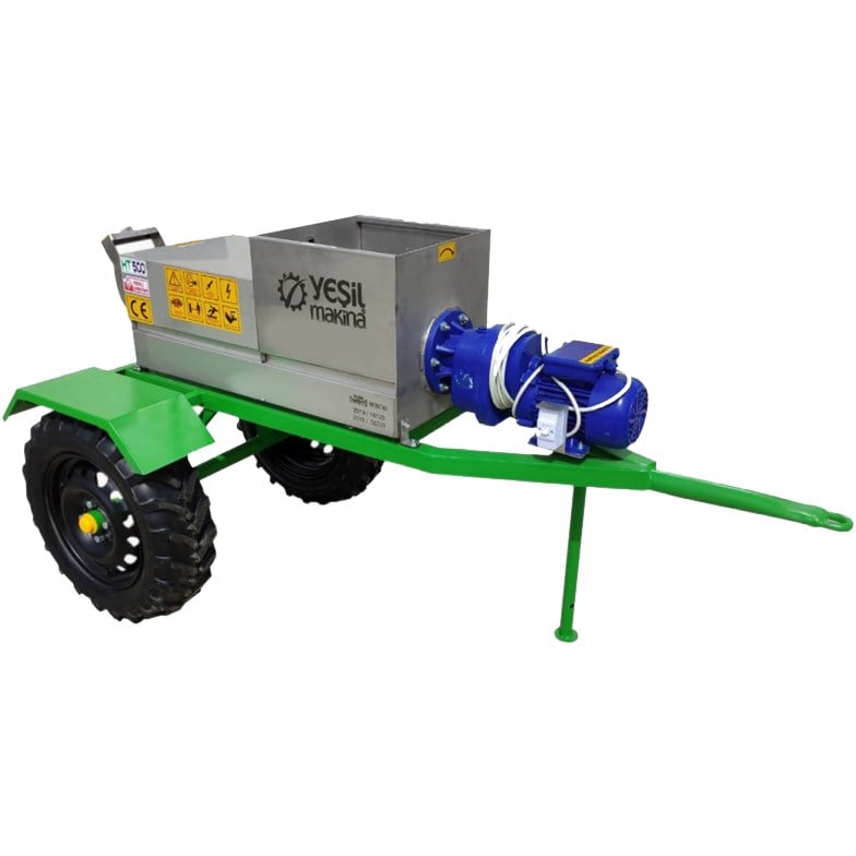 Yeşil HT500 220w 500kg/s Römork Tipi Helezonlu Şıra Makinası Üzüm Sıkma Makinası