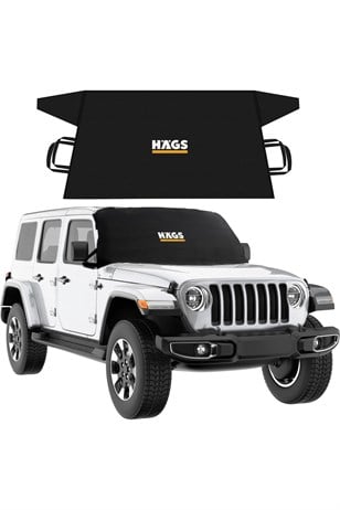 Haegs Buz ve Kar Önleyici Araç Ön Cam Örtüsü Brandası | Ağır Hizmet Tipi 600D Oxford Kumaş | Arabalar, SUV`lar, Kamyonetler İçin Oto Ön Cam Koruyucu Güneşlik | Don Örtüsü (165x76cm) XS - Siyah