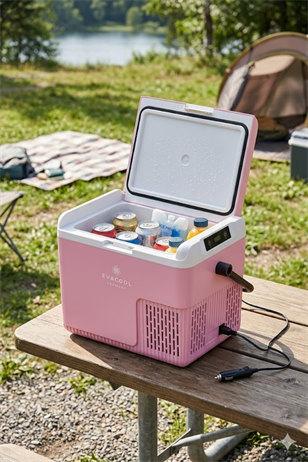 Evacool EVAG20 12/24V Pembe 18 Litre Kompresörlü Oto Buzdolabı