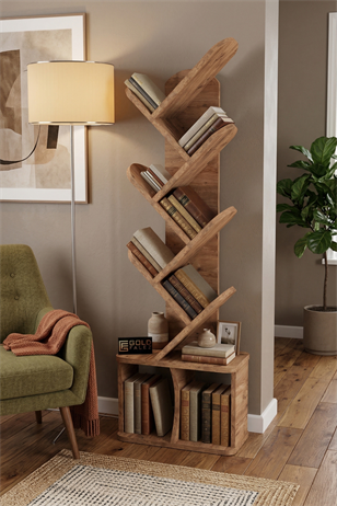Reyo Falez 10 Raflı Kitaplık Modern Dekoratif Kitap Rafı Çok Katlı Kitap Standı Salon Ofis Organizer 7061 Atlantk
