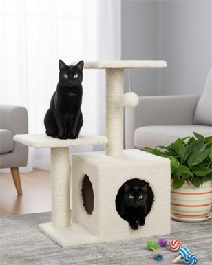 Reyo Pet Çift Stepli Yuvalı Kedi Tırmalaması Krem