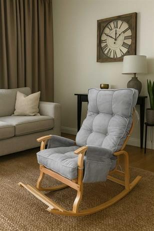 Reyo Santorini Kapitoneli Tv Koltuğu Baba Koltuğu Sallanan Sandalye Emzirme Koltuğu Dinlenme Koltuğu Açık Gri