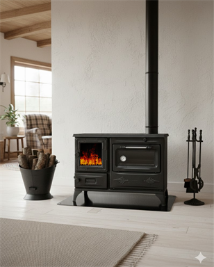 Reyo Stove Kırkgöze Büyük Camlı Fırınlı Şömine Soba