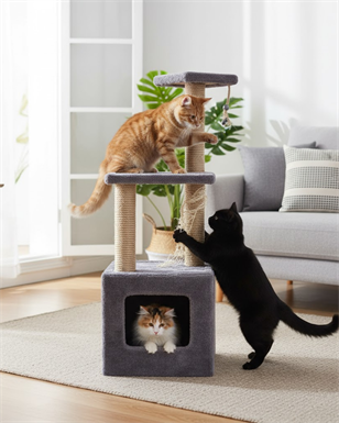 Reyo Pet Stepli Yuvalı Kare Serisi Kedi Tırmalaması Gri 115cm