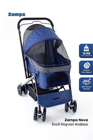 Zampa Nova 52x76,5x95 cm Kedi ve Köpek Arabası Lacivert
